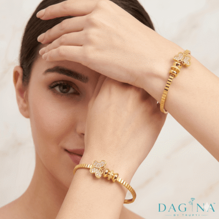 Anti-Tarnish Gold Plated Butterfly Design Bangles with AD Stones