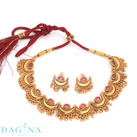 Maharashtrian Bridal Ruby Chandra Har Necklace
