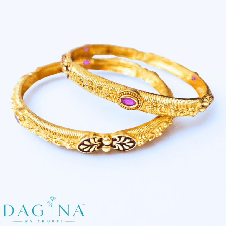 Matt Gold-Plated Ethnic Fashion Bangles