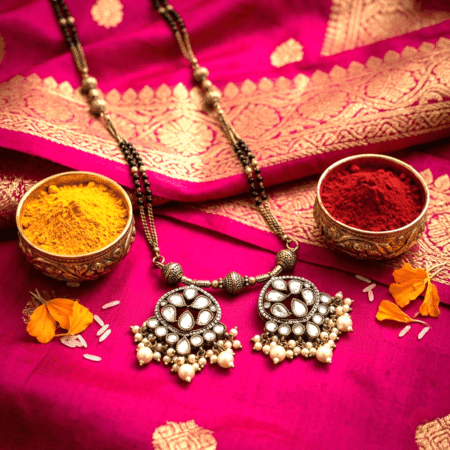 Designer Victorian Style Party Wear Double Pendant Long Mangalsutra