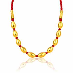 Maharashtrian Bormal Choker Necklace in Gold Finish with Red Thread Dori