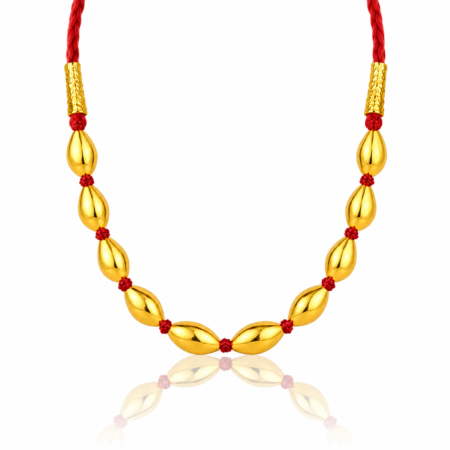 Maharashtrian Bormal Choker Necklace in Gold Finish with Red Thread Dori