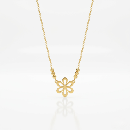 Anti-Tarnish Gold Plated Minimalist Floral Chain Pendent