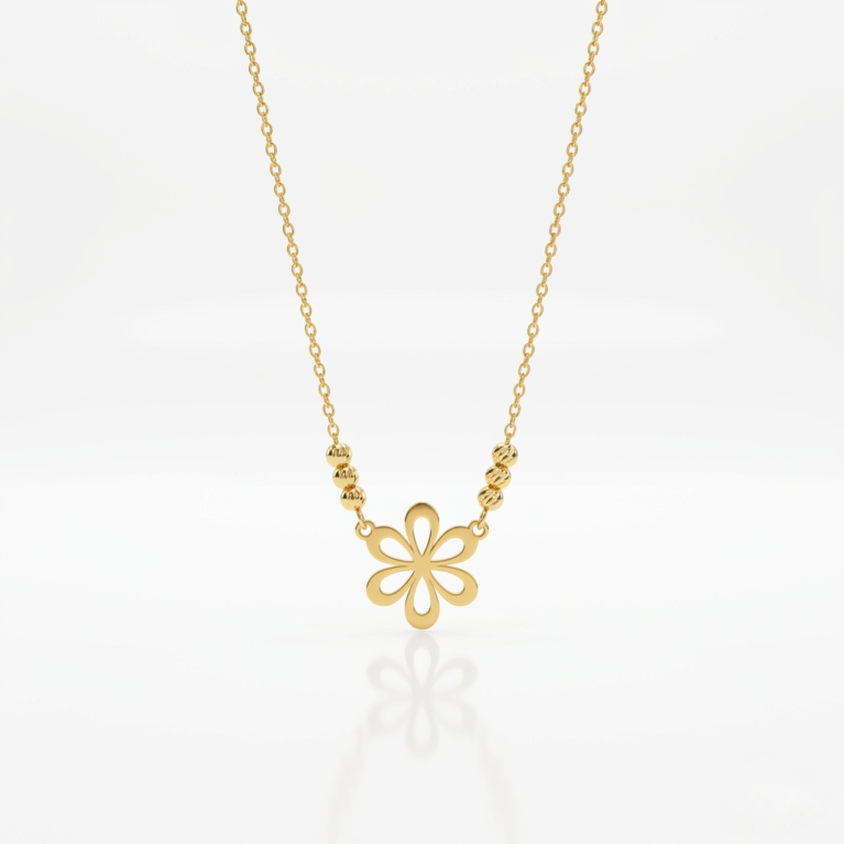 Anti-Tarnish Gold Plated Minimalist Floral Chain Pendent