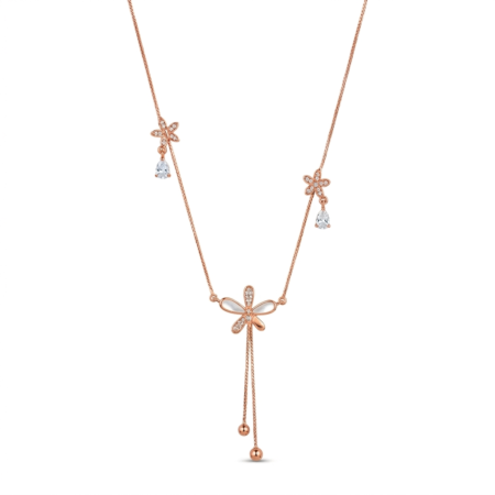 Anti-Tarnish Rose Gold Plated Floral Pendant Necklace