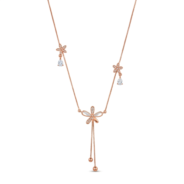 Anti-Tarnish Rose Gold Plated Floral Pendant Necklace