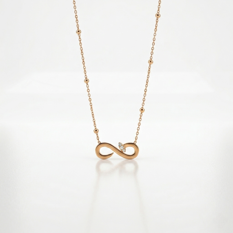 Anti-Tarnish Rose Gold Infinity Chain Pendant Necklace