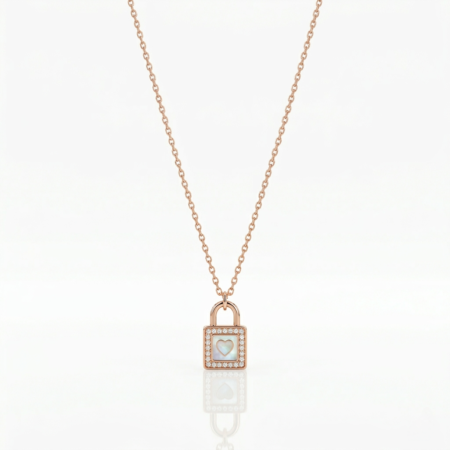 Anti-Tarnish Rose Gold Plated Lock Pendant Necklace