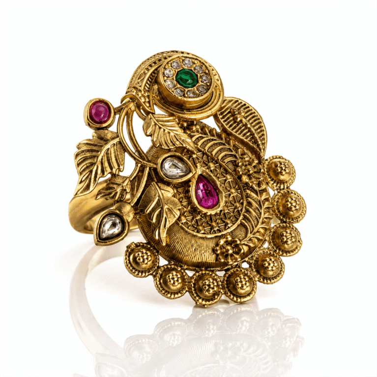 Royal Heritage Ruby & Green Stone Antique Statement Ring