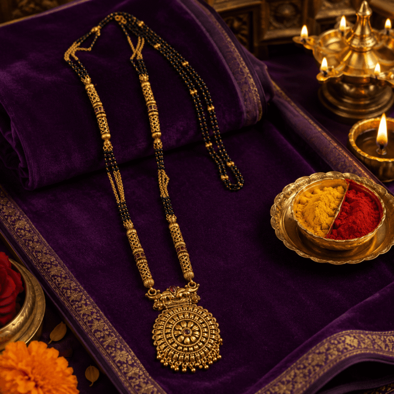 Traditional Maharashtrian Gold Temple Style Long Mangalsutra
