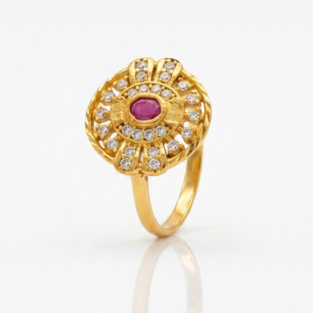 Traditional Maharashtrian Ruby Forming Gold Ring