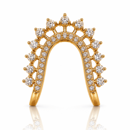 Premium South Indian Gold Plated V-Shaped AD Stone Ring