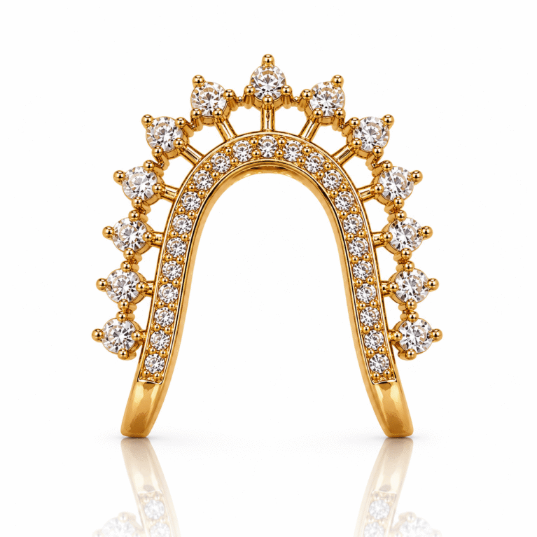 Premium South Indian Gold Plated V-Shaped AD Stone Ring