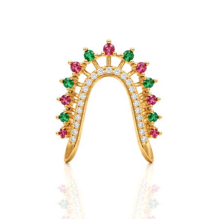 Premium South Indian Gold Plated V-Shaped AD Stone Ring