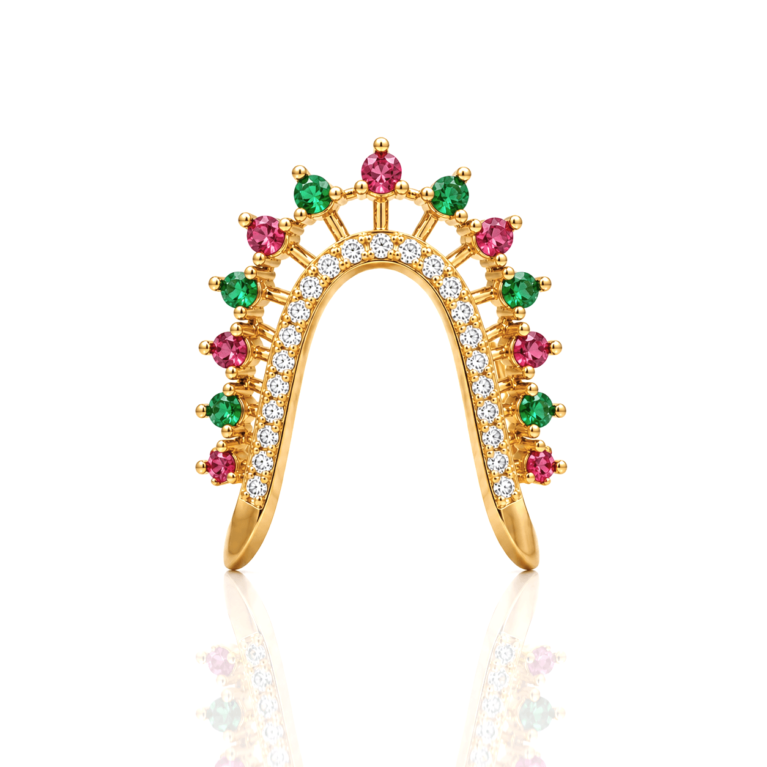 Premium South Indian Gold Plated V-Shaped AD Stone Ring