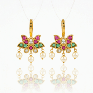 Maharashtrian Lotus Kundan Bugadi Earrings