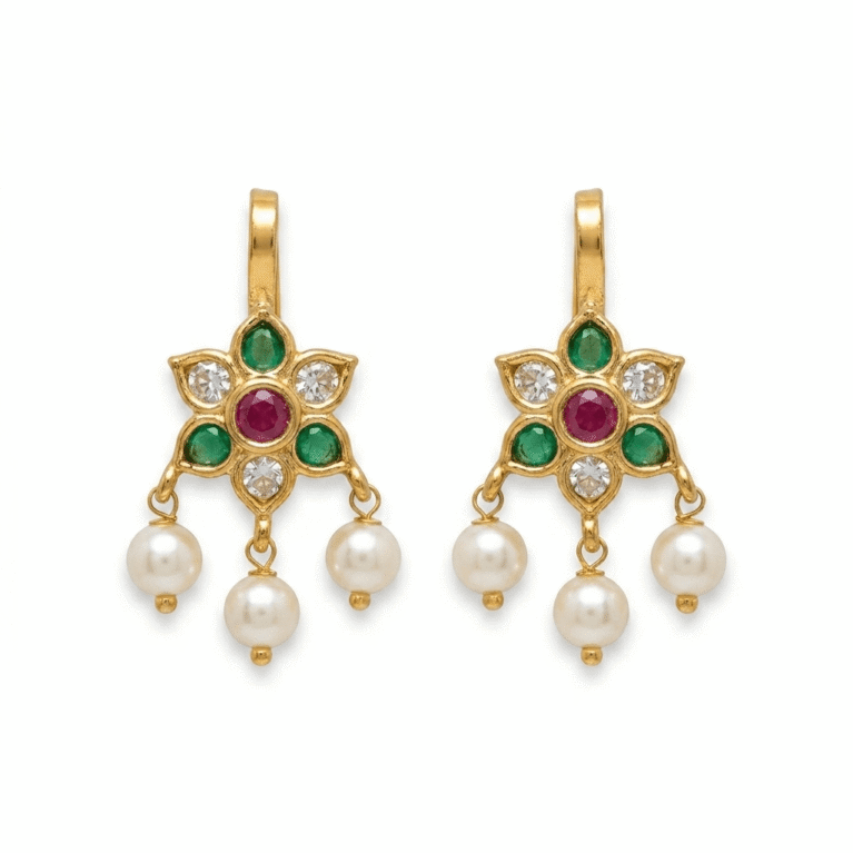 Maharashtrian flower Bugadi Earrings